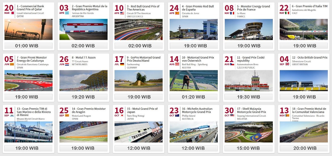 Jadwal MotoGP Musim 2016, Terdiri dari 18 Seri ...